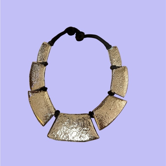 Hammered TRibal Necklace Old Silver Finish Metal Handmade - Picture 3 of 3